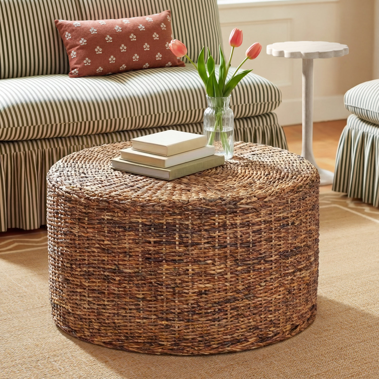 Ellsberg 32" Rattan Drum Coffee Table