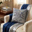 Coussin décoratif d’extérieur de luxe à motif floral Cachemire bleu/blanc-1348130695