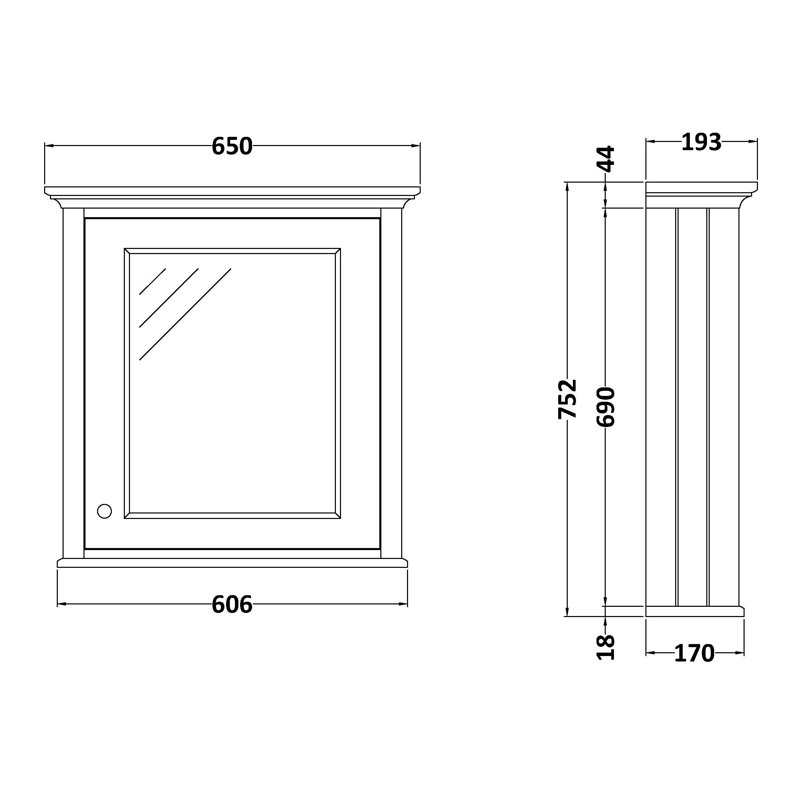 650mm W 750mm H Surface Framed Medicine Cabinet Mirror 1 Adjustable, Grey