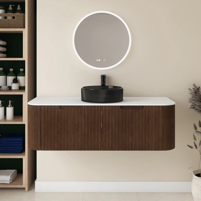 Meuble-lavabo 48 po avec lavabo, Brun, 48", Noir