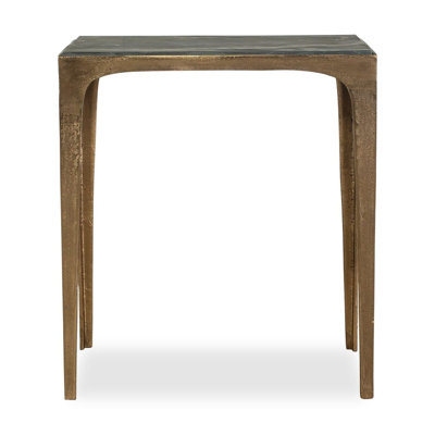 One Pixie Street Accent Table Antique Brass Aluminum 22.5" H Marble Top Side Table