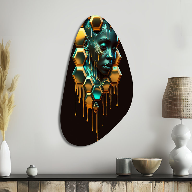 Simon - Fashion Woman Fall Shape Metal Wall Sculpture, 39" H x 21" W