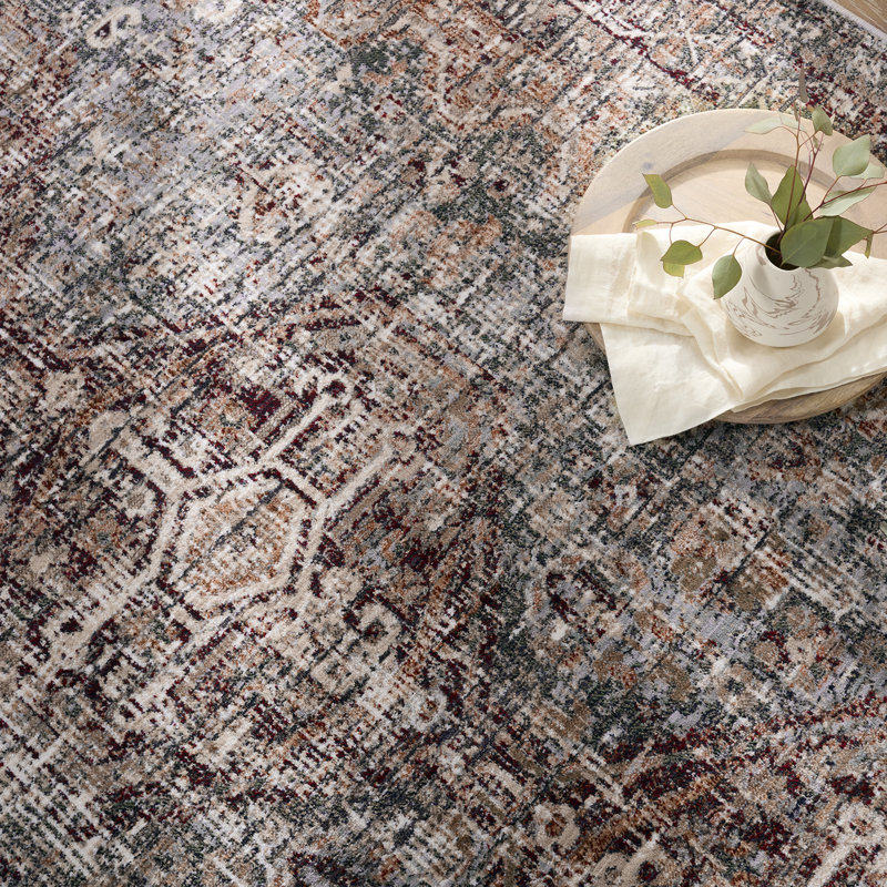 Clemente Oriental Machine Woven Polypropylene Area Rug in Red/Blue/Brown, Rectangle 10' x 14'