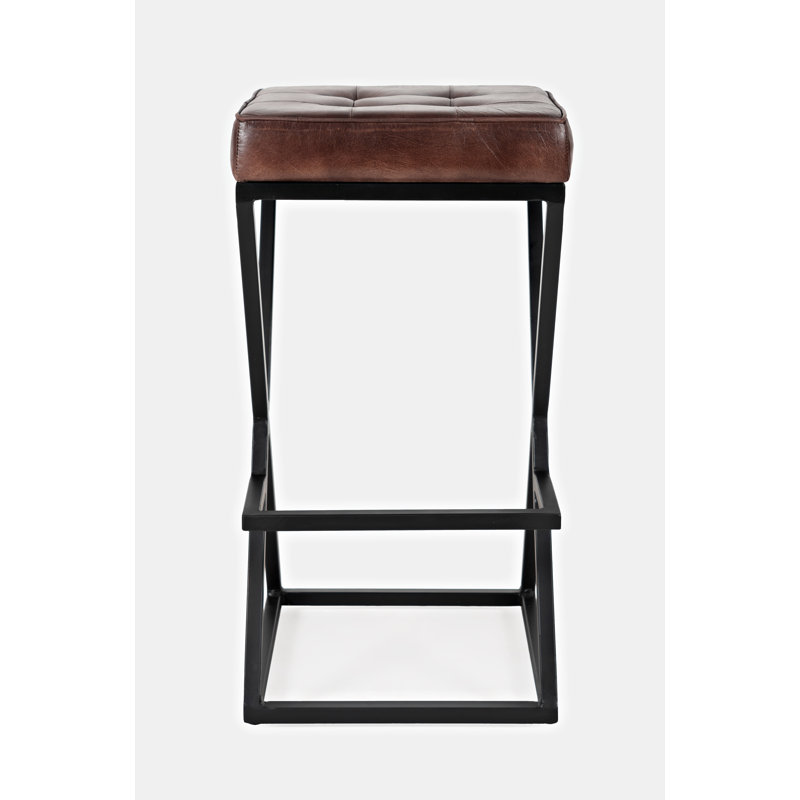Kellner Upholstered Counter Stool with Metal Frame, Dark Siena 