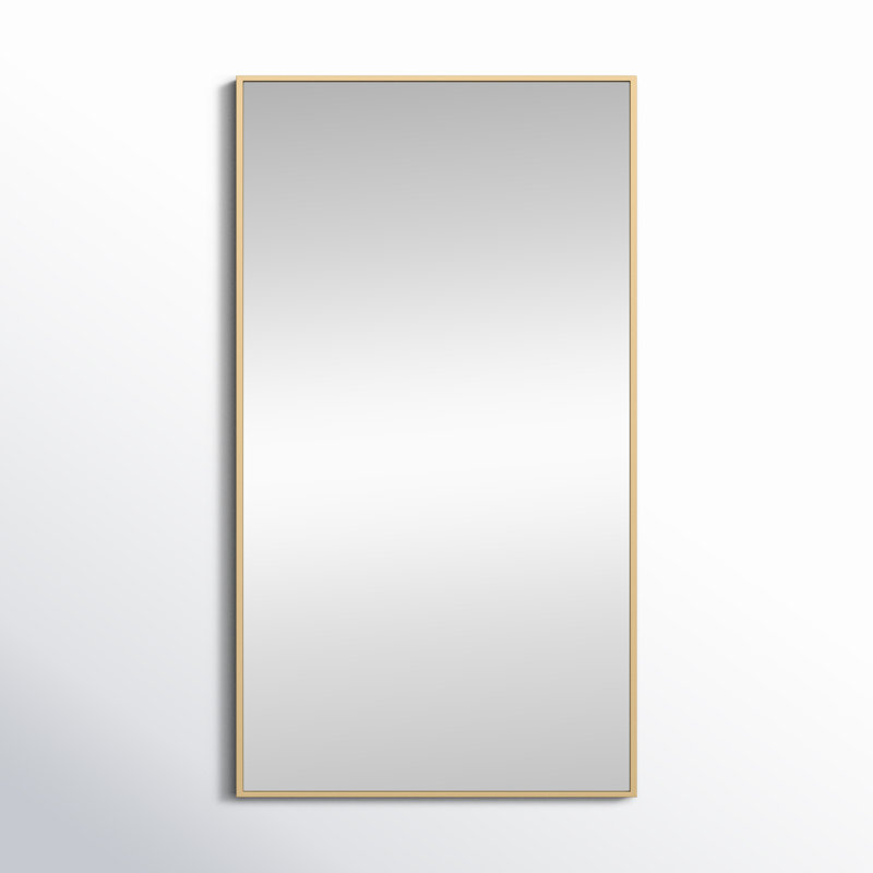 Sabine Metal Rectangle Wall Mirror, 36" x 20", Brass