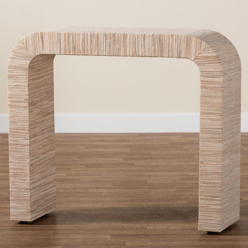 Bali & Pari Yareli Bohemian Woven Natural Grasscloth Console Table