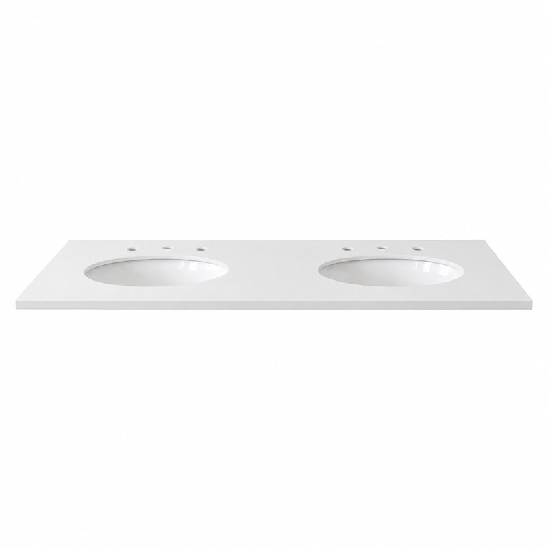 Comptoir blanc 49 po et lavabo ovale double 49 po, Blanc