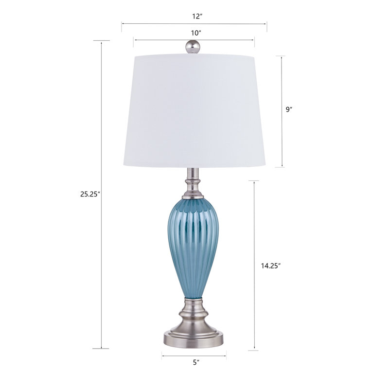Rynar 25" Blue/Nickel Table Lamp Set