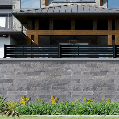 Linea Galvanized Steel Wall and Fence Extension Privacy Panel, Black