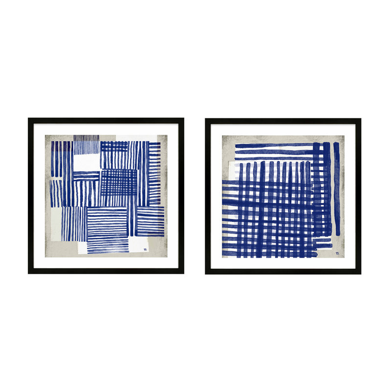 Weaving Painting by Marco Marella For Studio M, 16" W x 16" H , Black Framed