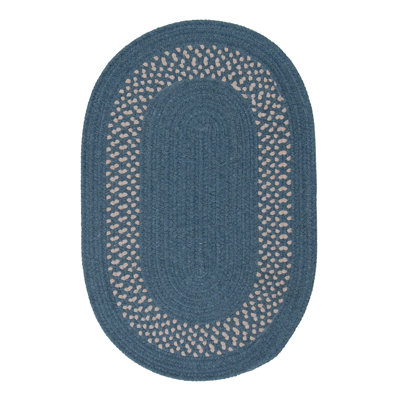 Dome Bordered Braided Light Blue/Gray Rug