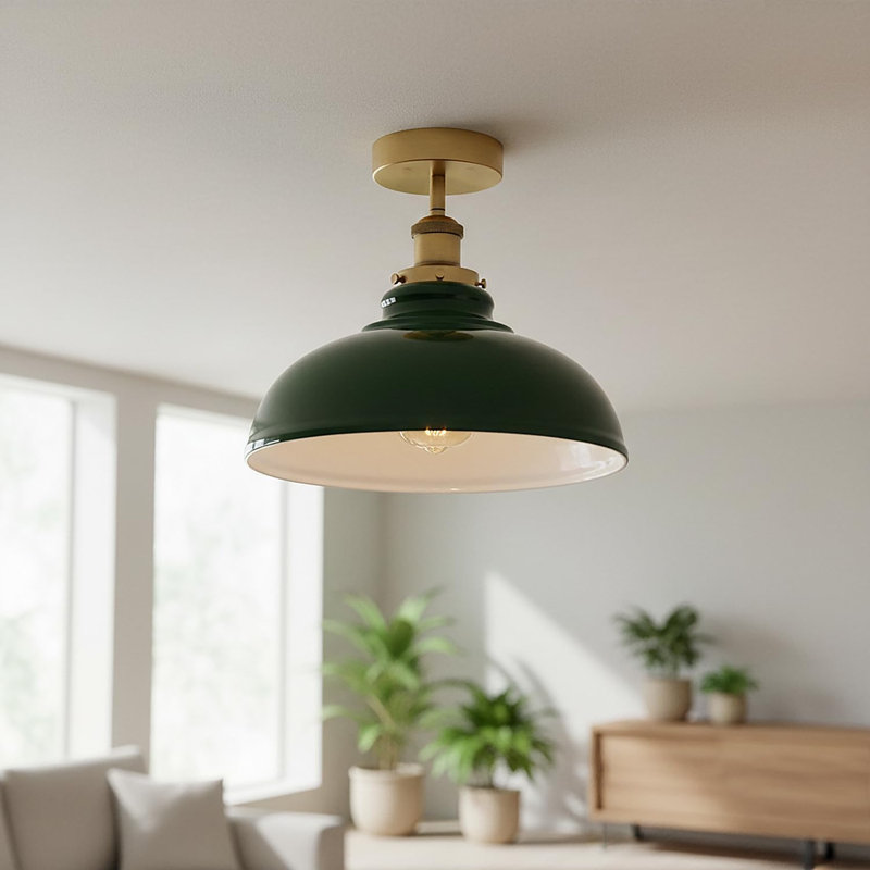 Plafonnier semi-encastré avec abat-jour en métal Curvy, Vert