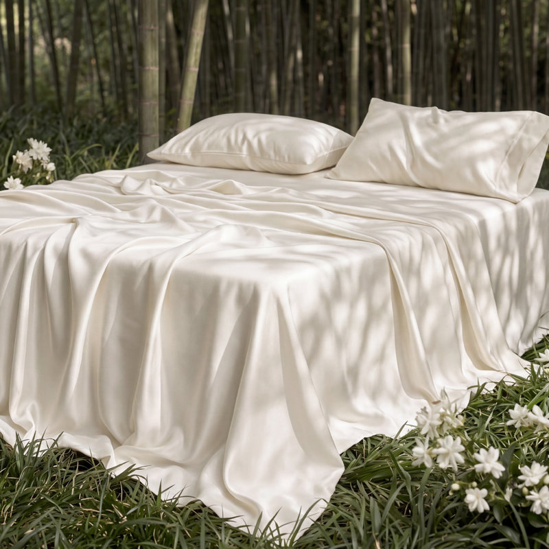 Essential Collection Cooling Rayon Derived from Bamboo Sheet Set, Queen Sheet Set with 2 Pillowcases, Light Beige