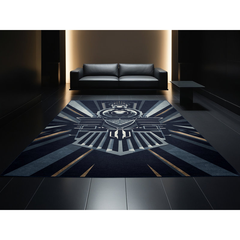 Tapis géométrique moderne gris clair et délavé lavable à la machine à locomotive à vapeur Mech, 2 x 5