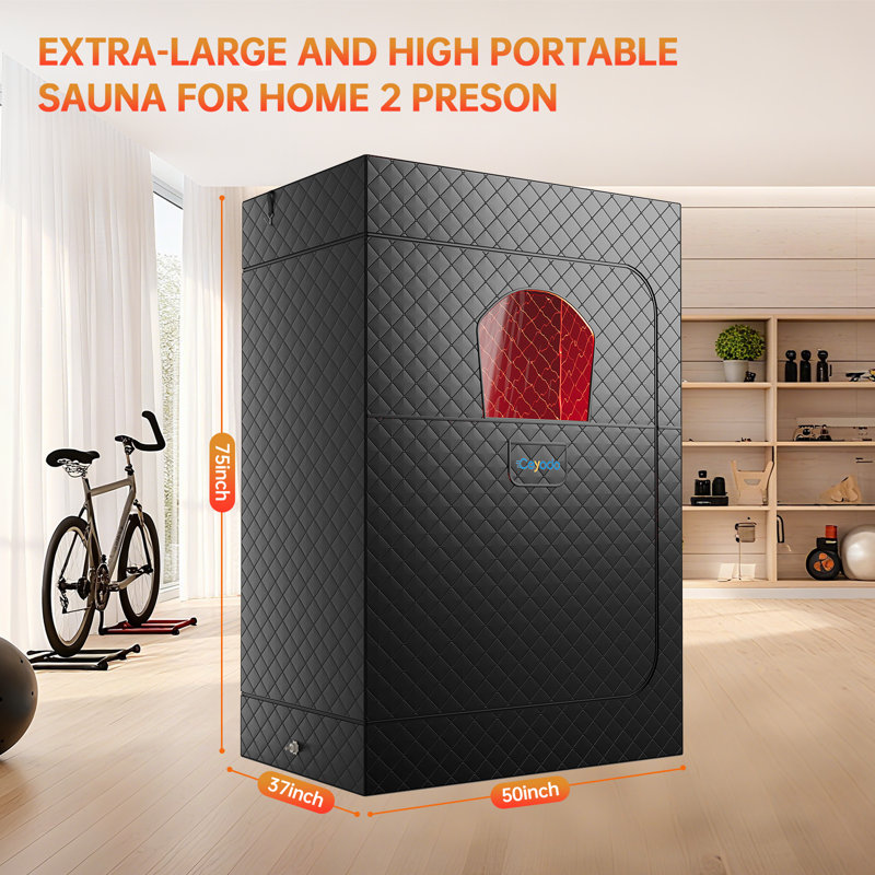 Boîte de sauna infrarouge avec thérapie par lumière rouge de 660nm et 850nm, cuiseur à vapeur 3l 1300w, chaise pliante, pour spa de maison