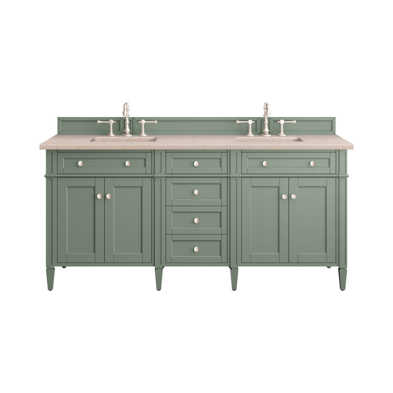 Meuble-lavabo double l 72 po Dussault, Perle jasmin éternelle, Céladon fumé, 8 po