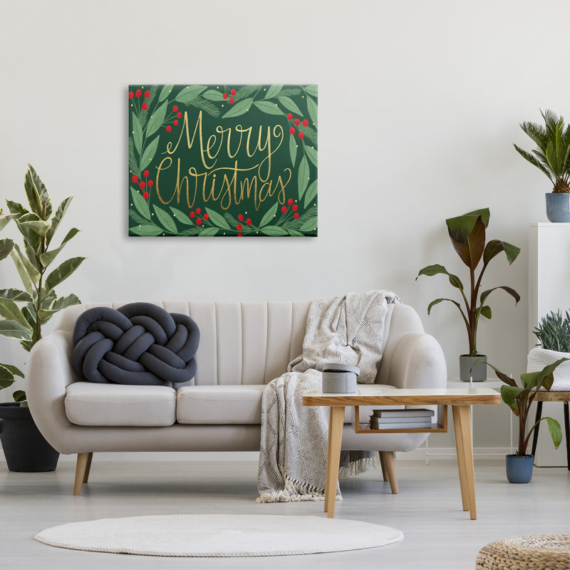 Art mural sur toile tendue «Merry Christmas Festive Chic Holiday Holly XXL» par Taylor Shannon, H 40 po x l 30 po