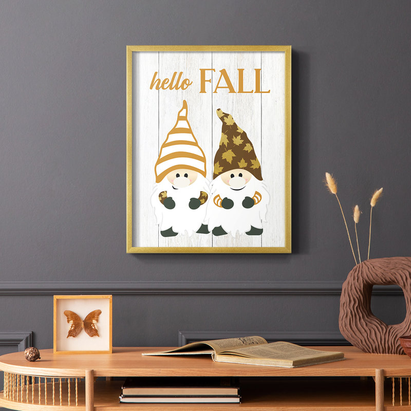 Harvest Gnomes Framed Print - Solid Wood, 14" H x 11" W