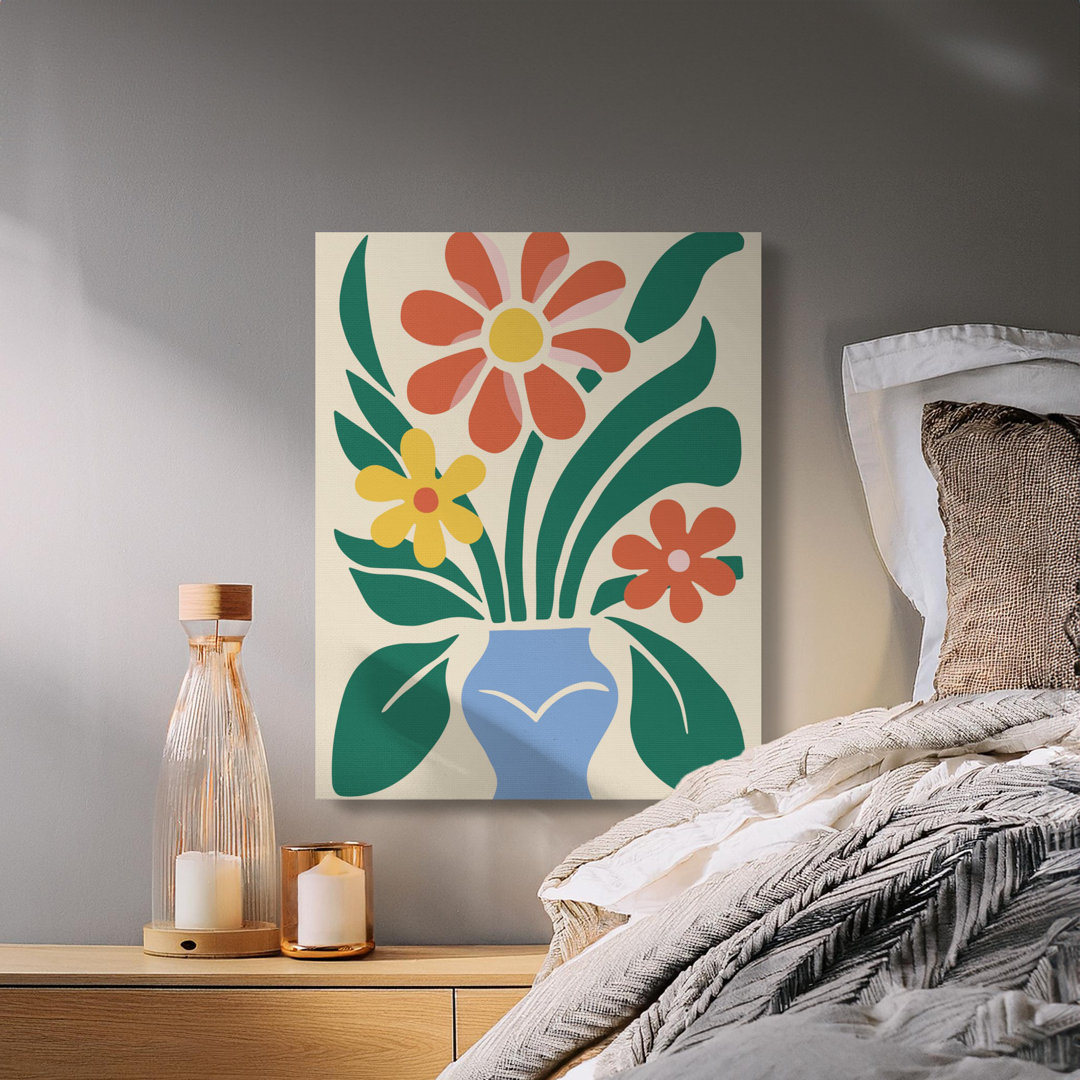 Modern Bohemian Floral Vase Canvas Print