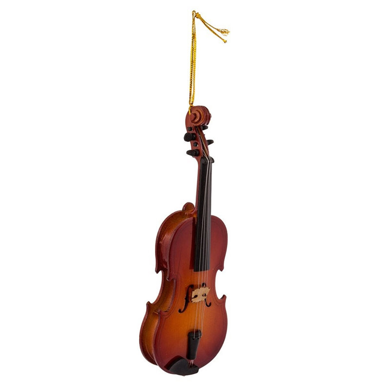 Kurt Adler 5.5" Wood Violin Ornament with Leather Case