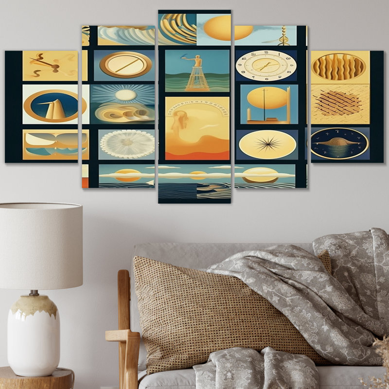 'The Illusion Of Time Future Minimalism III - Modern Geometric Canvas Print - 5 Panels