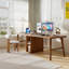 Bureau rectangulaire en bois massif noyer clair-2068864890