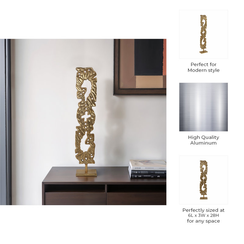 Sagebrook Home 28" Hobart Small Gold Statuary, 28" H x 6" W x 3" D, Gold