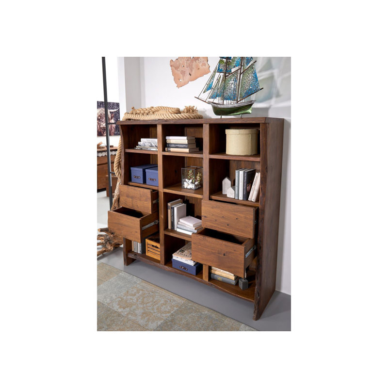 147cm H x 142cm W Solid Wood Standard Bookcase, Brown