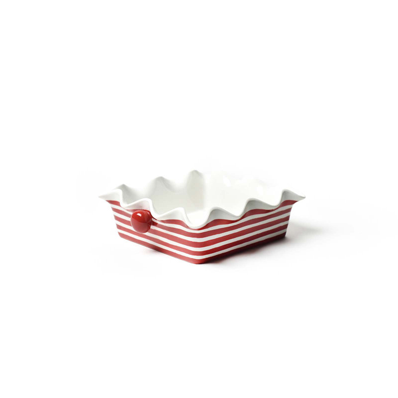 Stripe Square Ruffle 9.5 Casserole Red