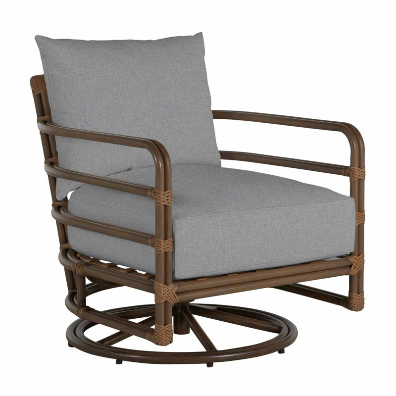 Malibu Swivel Patio Chair with Cushions, Verona Mist, No Welt