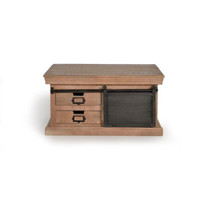 Rippy Solid Wood Block Coffee Table with Storage