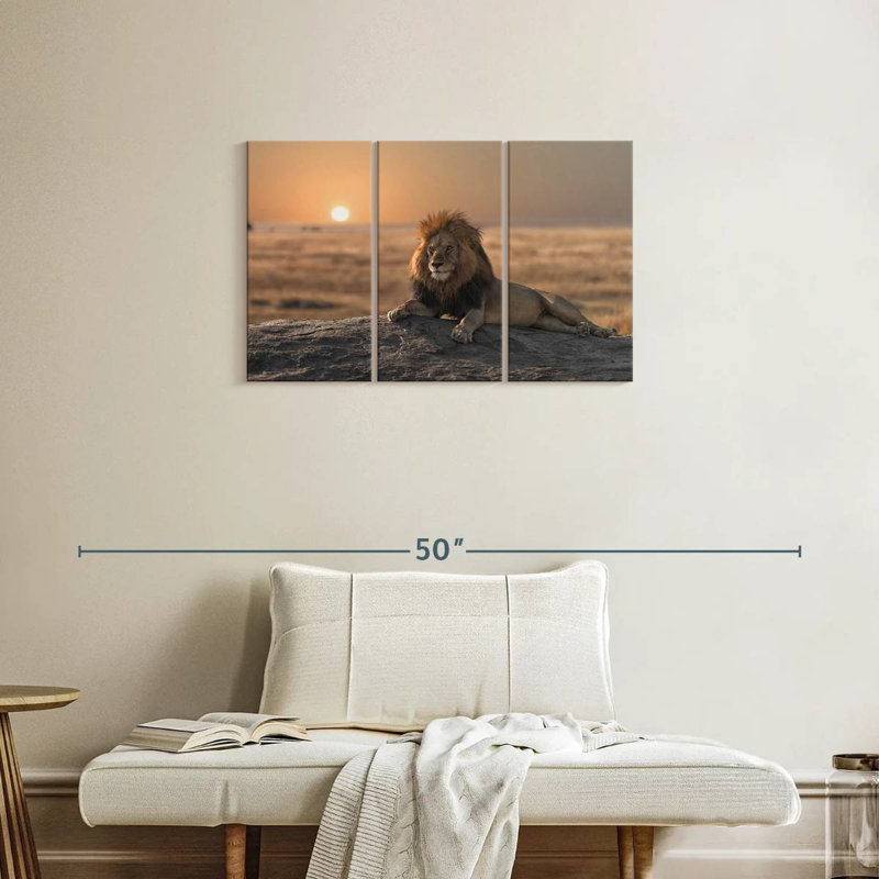 Lion On A Rock, 20" H x 33" W
