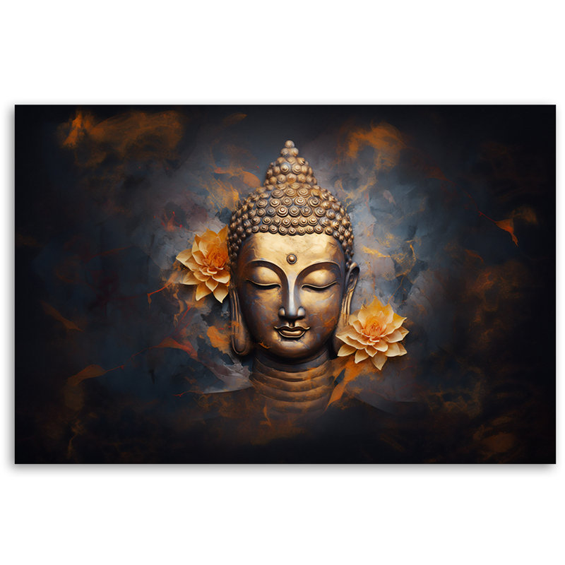 Abstract Golden Buddha - No Frame Print on Canvas, 40cm H x 60cm W