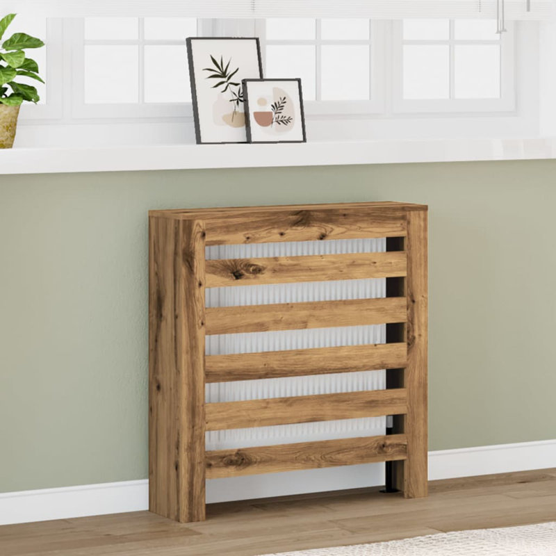 Small Radiator Cover, Artisan Oak, 78 x 20 x 82 cm, Horizontal Slats