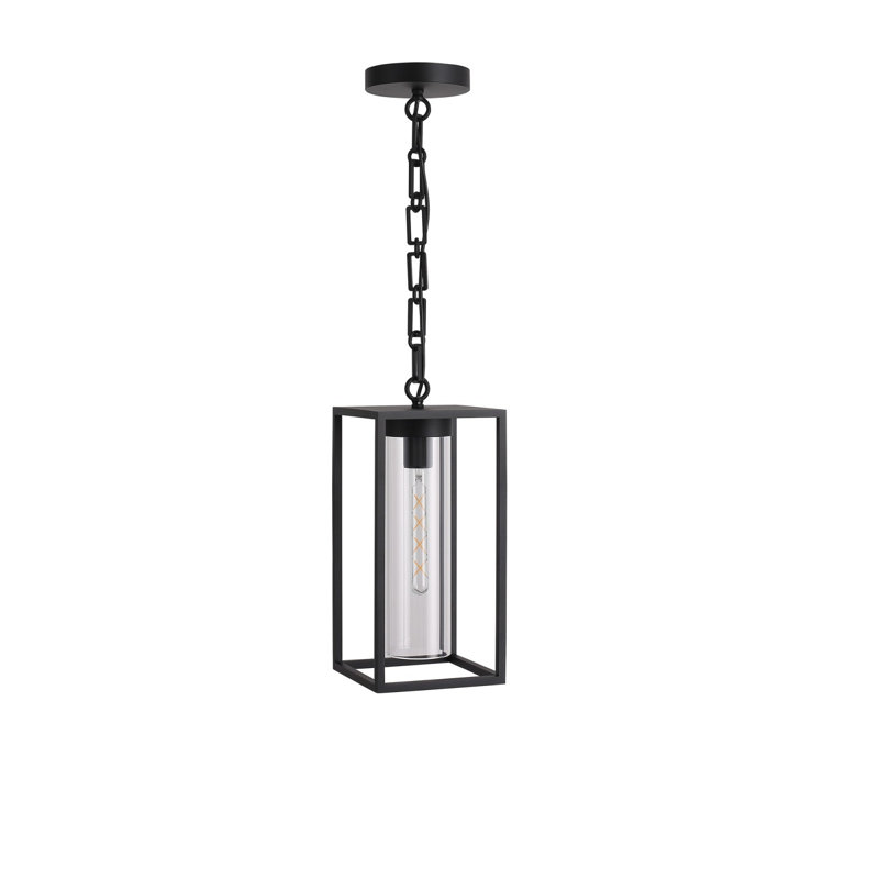 Avenue Outdoor 16"h Hanging Box Pendant In Black/clear Glass, 20" H x 10" W x 10" D