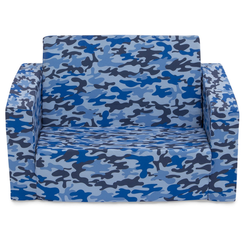 Delta Children Cozee 2-in-1 Convertible Sofa to Lounger, Blue Camo
