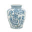 Vase en porcelaine bleue et blanche à motifs floraux, 9,1 po de diamètre x 11 po de hauteur