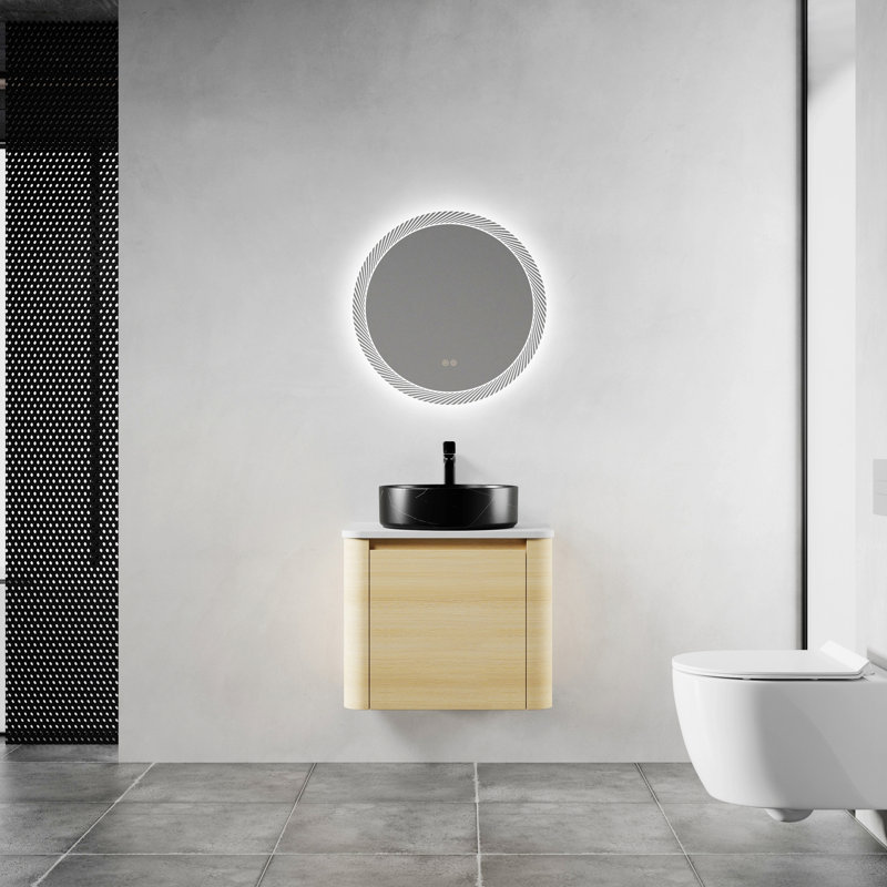 Meuble-lavabo mural avec lavabo et porte à fermeture en douceur