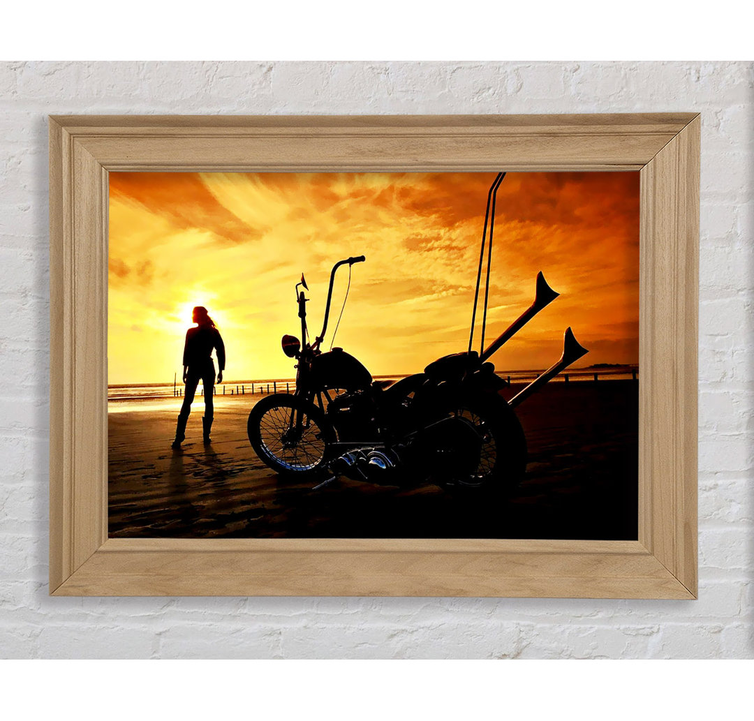 Harley Davidson Sonnenuntergang - Bilderrahmen Kunstdrucke