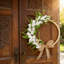 Couronne de printemps/été pour porte d'entrée, 35 cm, fleurs artificielles roses, pour la maison ou les fêtes de Pâques.-928524755