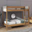 Lit superposé simple en bois d'hévéa avec structure rembourrée et échelle intégrée