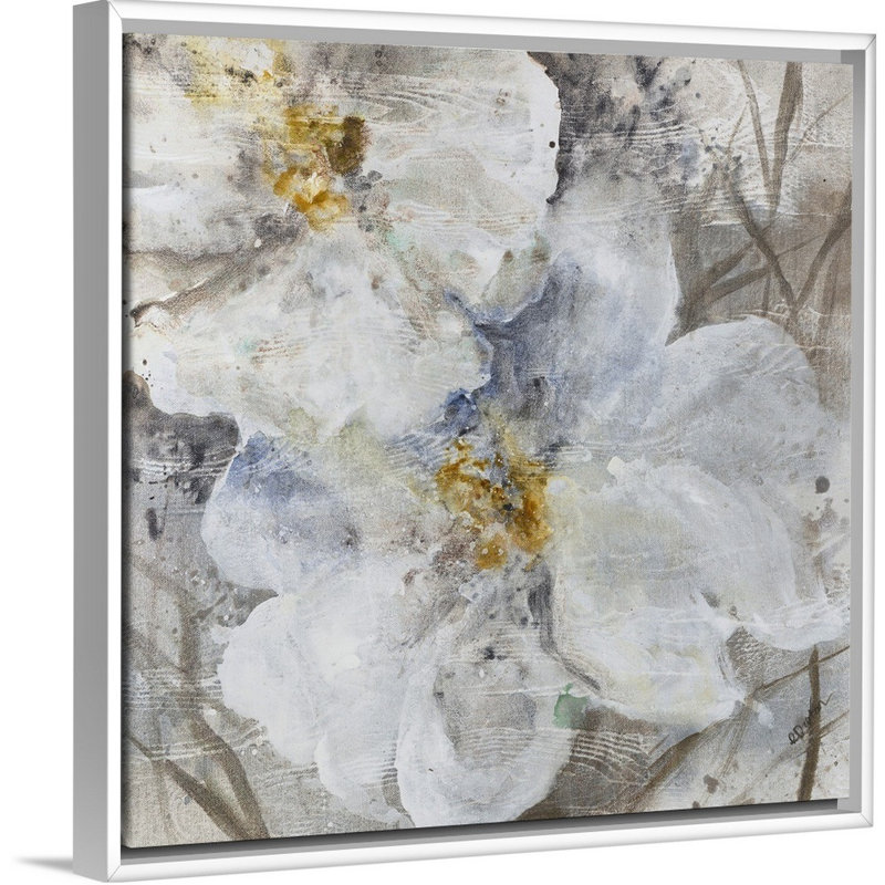 « allegretto ii », peinture sur toile, H 17,7 po x l 17,7 po x P 1,75 po, Cadre flottant blanc