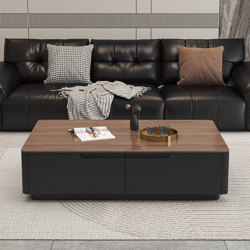 Table basse moderne en pierre, 16.9" H x 59.1" L x 31.5" W, Noir