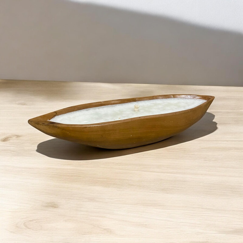 Unscented Novelty Candle with Solid Wood Holder