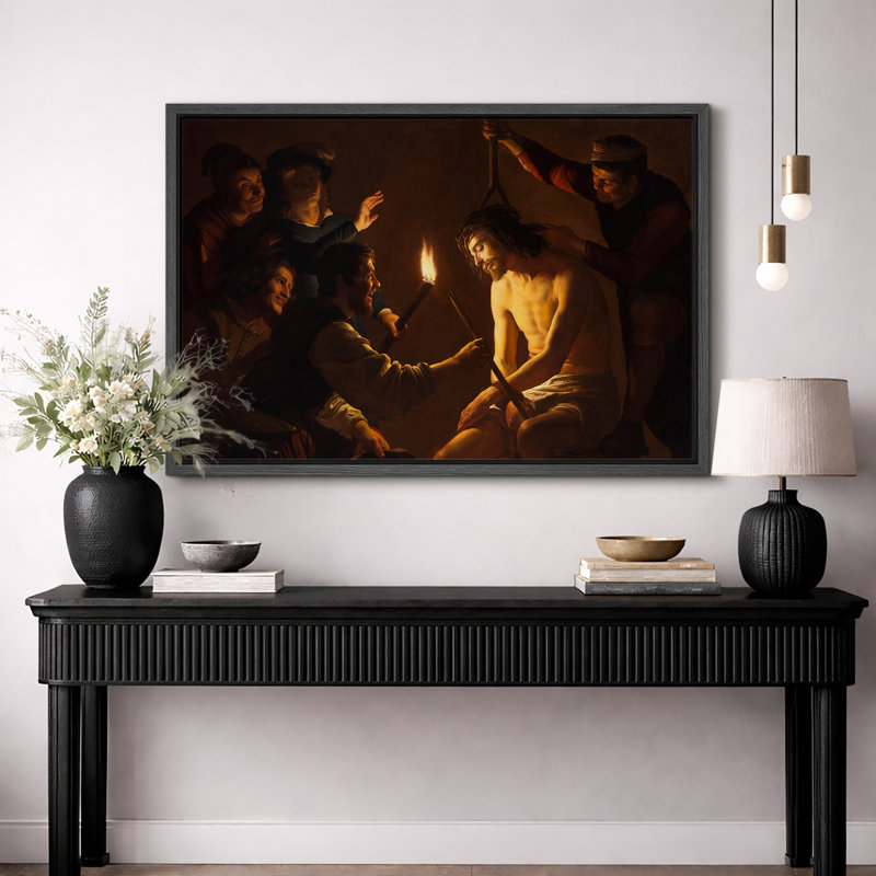 «Christ Crowned with Thorns», œuvre d'art baroque, images de salle d'étude, impression sur toile encadrée et giclée sur toile.