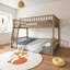 Ensemble de lit superposé convertible en noyer double au-dessus de grand lit avec échelle et garde-corps - conception en bois massif 2-en-1 peu encombrant-312047269