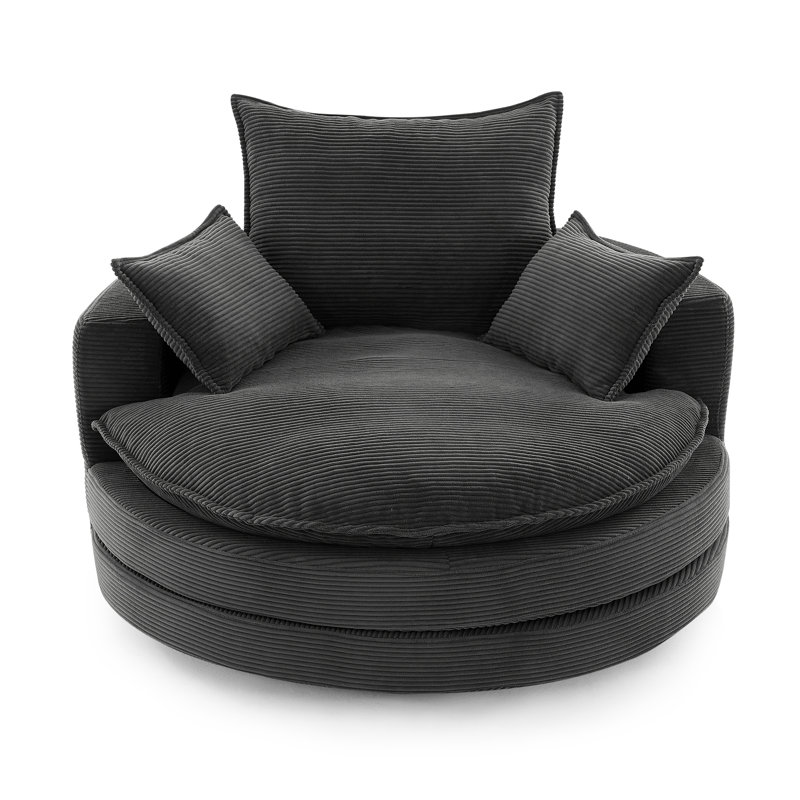 Méridienne surdimensionnée pivotante à 360 ° avec coussin double et coussins, Noir