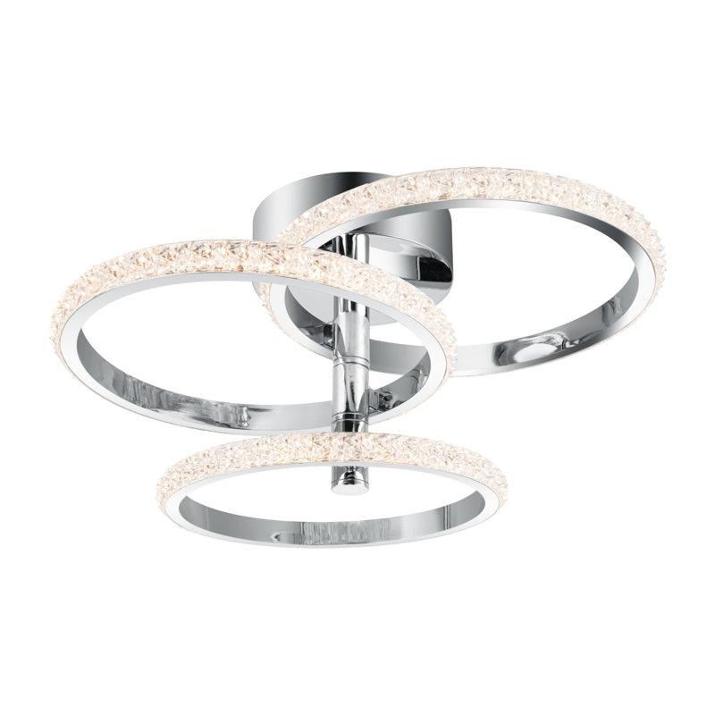 Cowan 3 Ring Built-in, Integrated LED, Modern Beaded Ceiling Light - 43x43x20cm, 3 step dimming, 3,000K Neutral white, Chrome