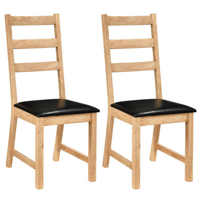 Ensemble de 2 chaises de salle à manger avec dossier creux, siège rembourré, pieds en bois d'hévéa