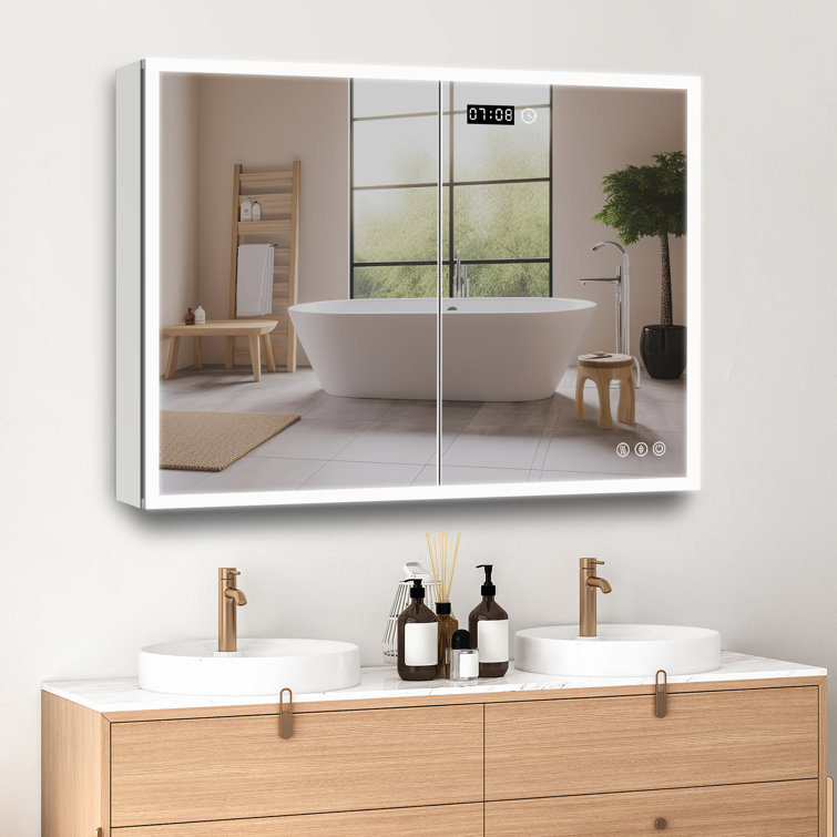 Recessed Or Surface-Mount Frameless Medicine Cabinet With Electrical ...